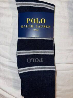 Polo Ralph Lauren Dress Socks 3pack ('polo' blue striped/gray/blue)